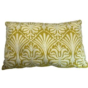 PIER 1 Pillow Gold Malaysian Palma Pattern Embroidered Lumbar Throw Accent 19x12